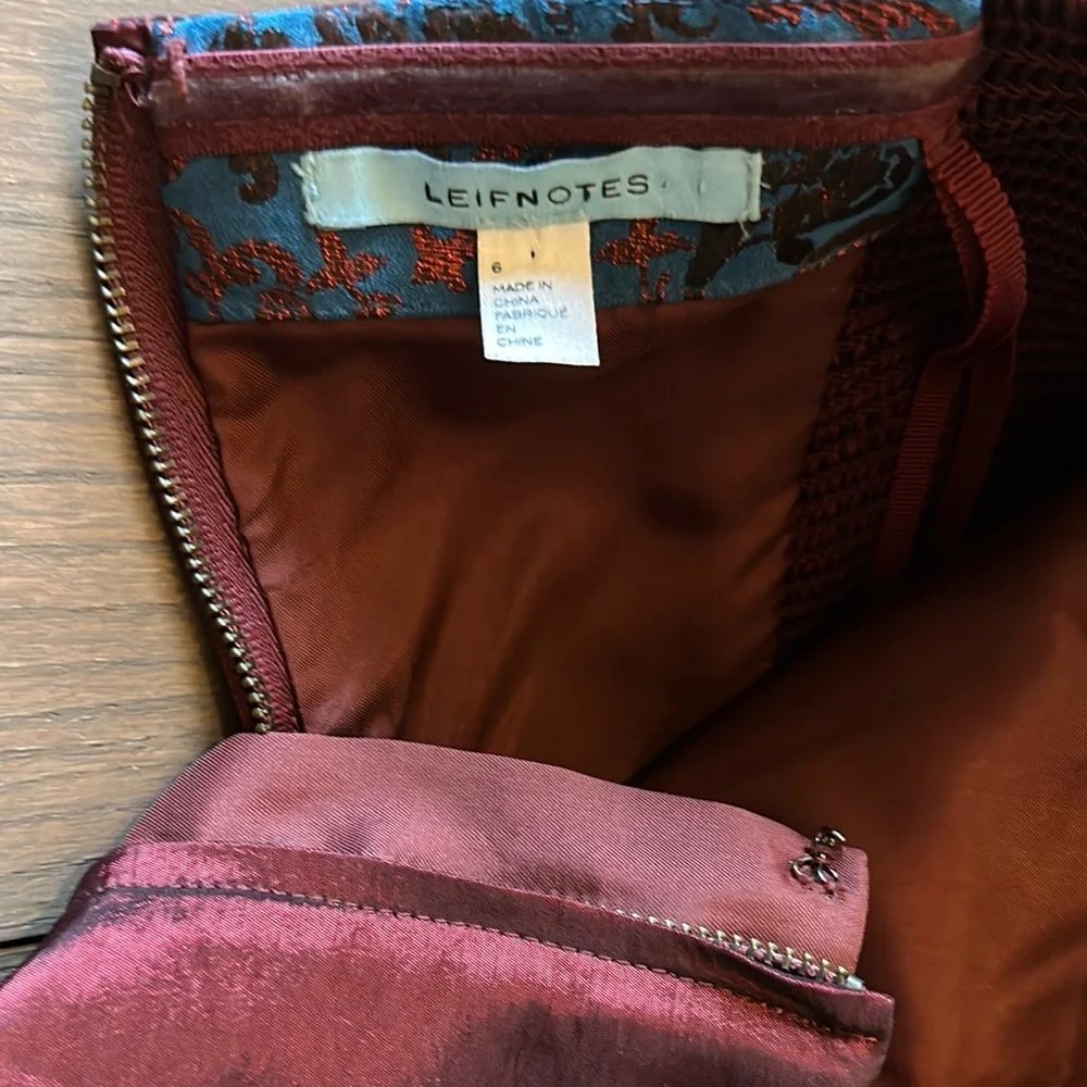 LEIFNOTES Anthropologie Paprika Brocade Blue Motif Strapless Dress Cruise Wear - Picture 2 of 8